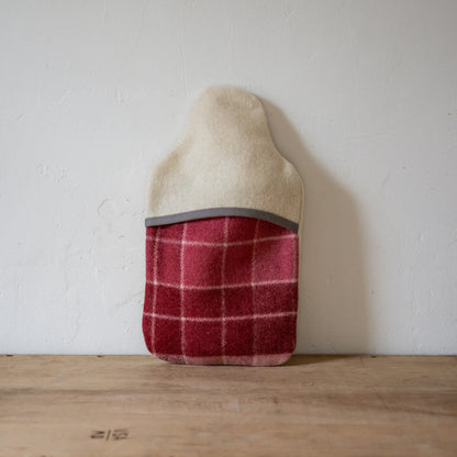 Vintage Wool Blanket Hot Water Bottle Cover Mulberry Check | Miss Arthur | Miss Arthur | Home Goods | Tasmania
