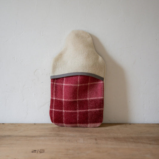 Vintage Wool Blanket Hot Water Bottle Cover Mulberry Check | Miss Arthur | Miss Arthur | Home Goods | Tasmania