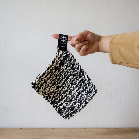 Iris Hantverk Hand-Knitted Kettle Holder Black and White | Iris Hantverk | Miss Arthur | Home Goods | Tasmania