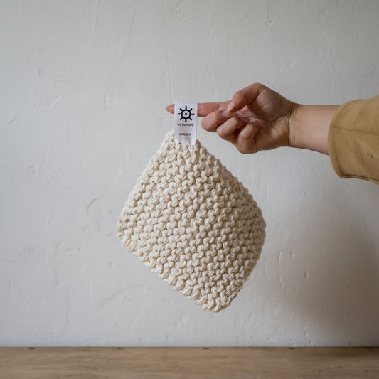 Iris Hantverk Hand-Knitted Kettle Holder White | Iris Hantverk | Miss Arthur | Home Goods | Tasmania