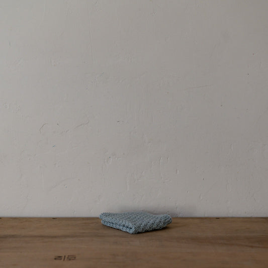 Hand Knitted Cotton Face Washer Pale Blue | Tasmanian Handcrafted | Miss Arthur | Home Goods | Tasmania