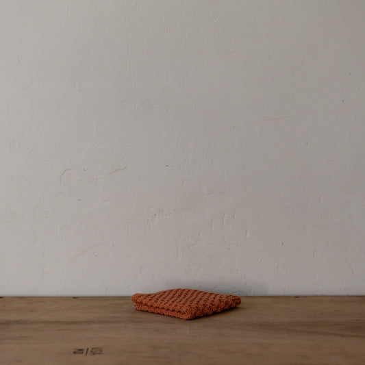 Hand Knitted Cotton Face Washer Rust | Tasmanian Handcrafted | Miss Arthur | Home Goods | Tasmania