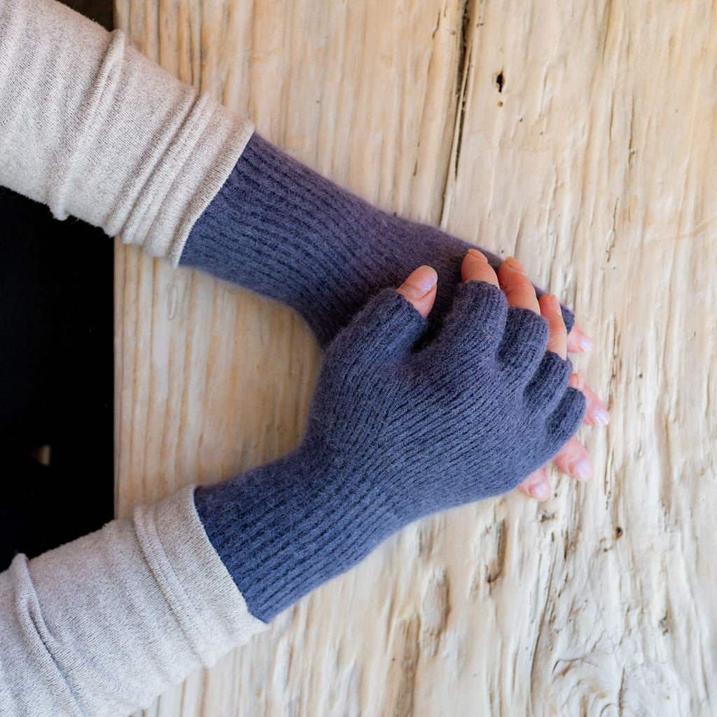 Penelope Durston Angora and Lambswool Fingerless Gloves Lavender Haze | Penelope Durston | Miss Arthur | Home Goods | Tasmania