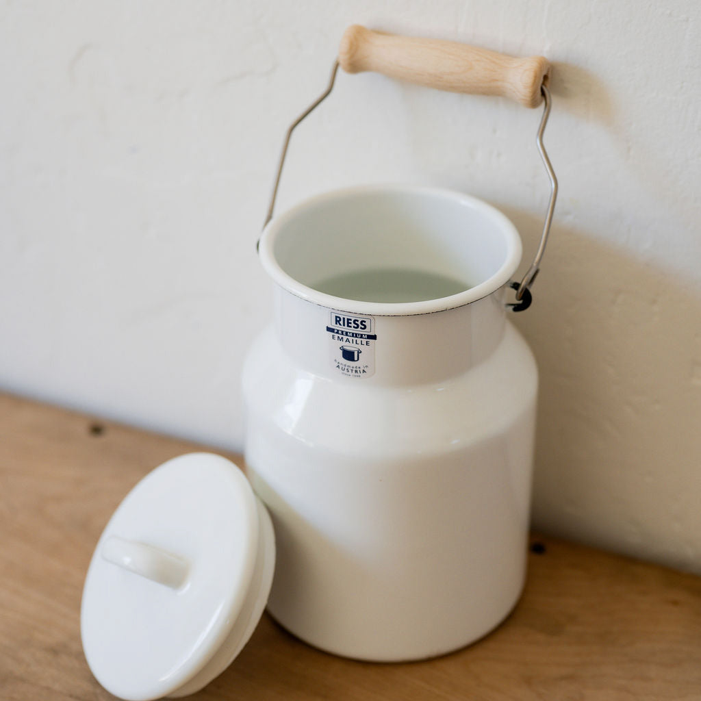 Riess Enamel Grandma's Milk Can with Lid and Wooden Handle | Riess | Miss Arthur | Home Goods | Tasmania