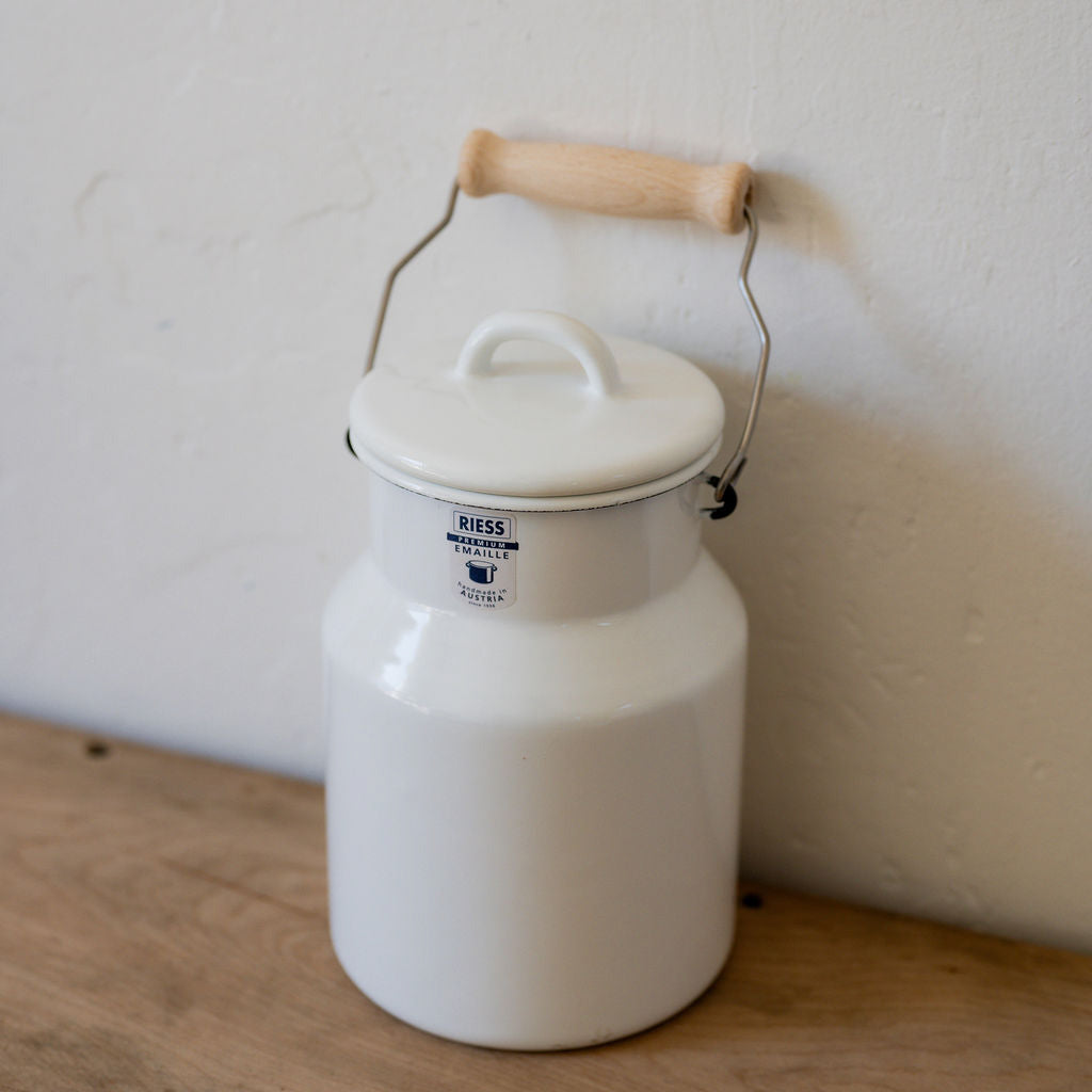 Riess Enamel Grandma's Milk Can with Lid and Wooden Handle | Riess | Miss Arthur | Home Goods | Tasmania