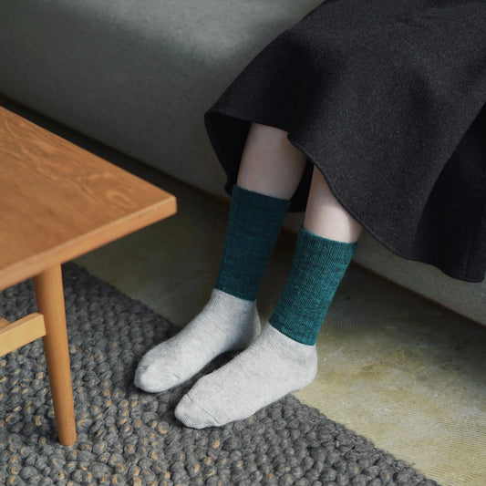 Nishiguchi Kutsushita Oslo Mohair Wool Pile Sock T-Green Large | Nishiguchi Kutsushita | Miss Arthur | Home Goods | Tasmania