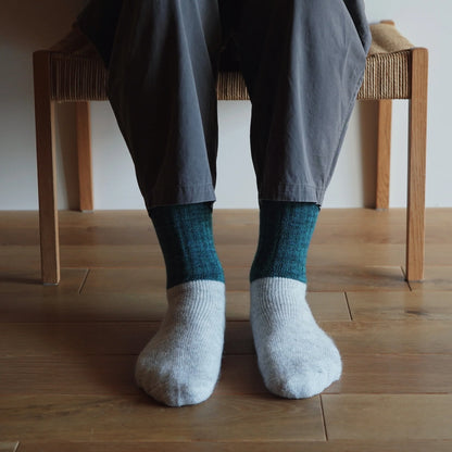 Nishiguchi Kutsushita Oslo Mohair Wool Pile Sock T-Green Medium | Nishiguchi Kutsushita | Miss Arthur | Home Goods | Tasmania