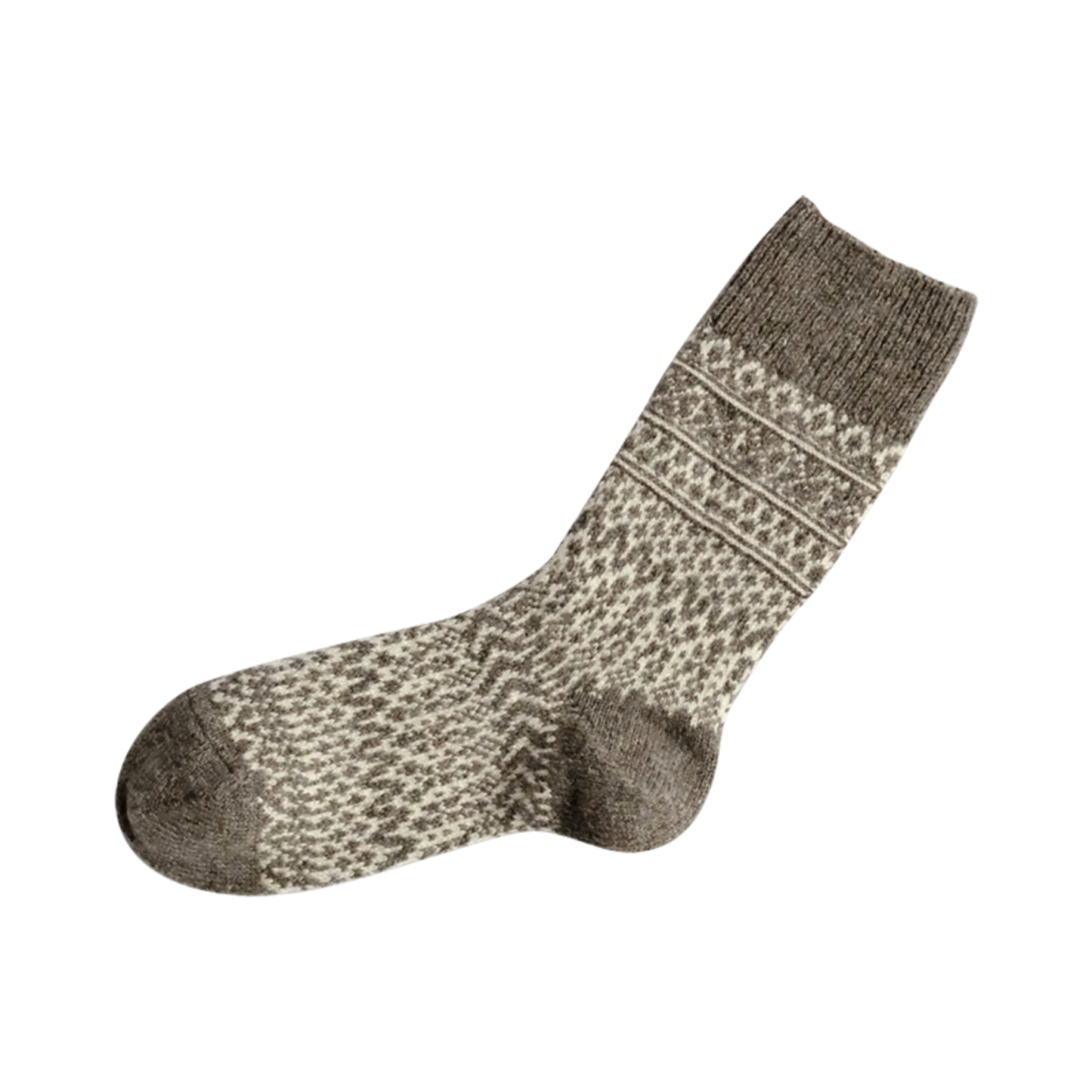 Nishiguchi Kutsushita Oslo Wool Jacquard Sock Grey Vanilla Large | Nishiguchi Kutsushita | Miss Arthur | Home Goods | Tasmania