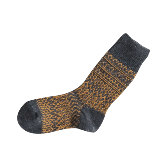 Nishiguchi Kutsushita Oslo Wool Jacquard Sock Navy Amber Medium | Nishiguchi Kutsushita | Miss Arthur | Home Goods | Tasmania