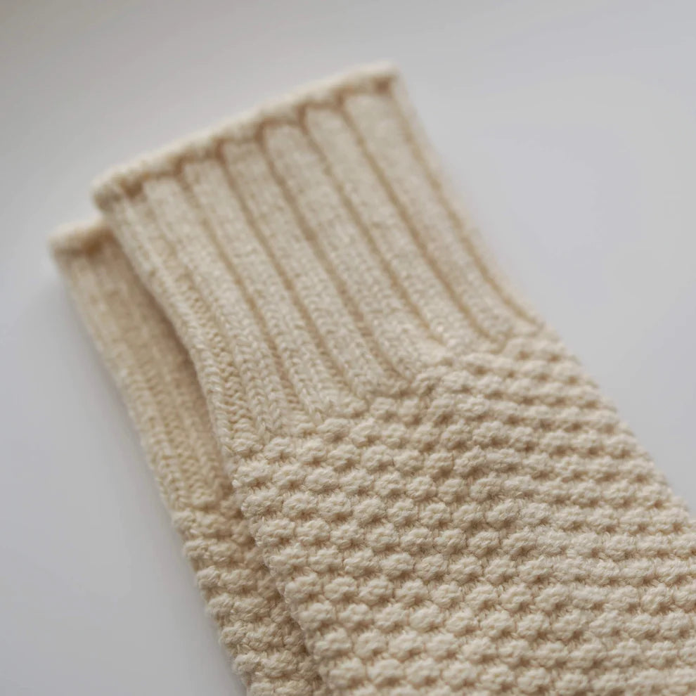Nishiguchi Kutsushita Wool Cotton Boot Socks Ivory Large | Nishiguchi Kutsushita | Miss Arthur | Home Goods | Tasmania