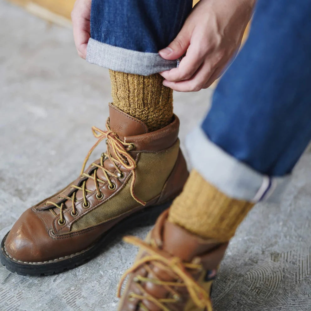 Nishiguchi Kutsushita Wool Cotton Boot Socks Mustard Large | Nishiguchi Kutsushita | Miss Arthur | Home Goods | Tasmania