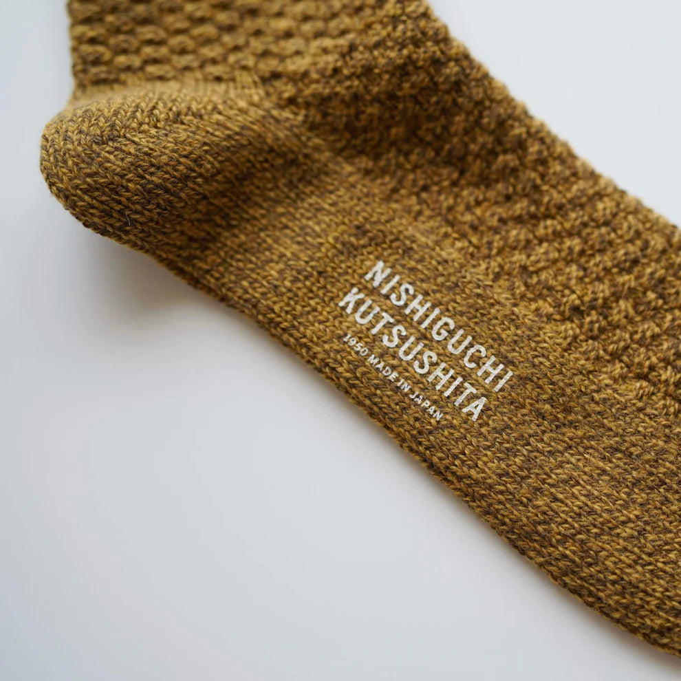Nishiguchi Kutsushita Wool Cotton Boot Socks Mustard Large | Nishiguchi Kutsushita | Miss Arthur | Home Goods | Tasmania