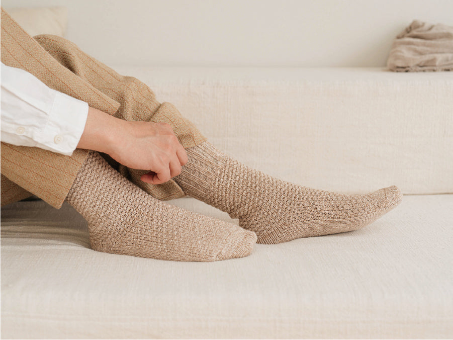 Nishiguchi Kutsushita Wool Cotton Boot Socks Beachstone Medium | Nishiguchi Kutsushita | Miss Arthur | Home Goods | Tasmania