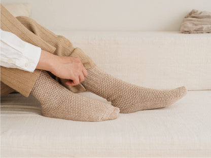 Nishiguchi Kutsushita Wool Cotton Boot Socks Beachstone Medium | Nishiguchi Kutsushita | Miss Arthur | Home Goods | Tasmania