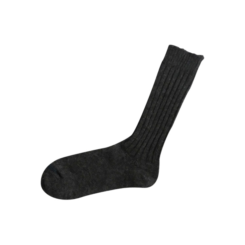 Nishiguchi Kutsushita Praha Wool Ribbed Sock Charcoal Small | Nishiguchi Kutsushita | Miss Arthur | Home Goods | Tasmania