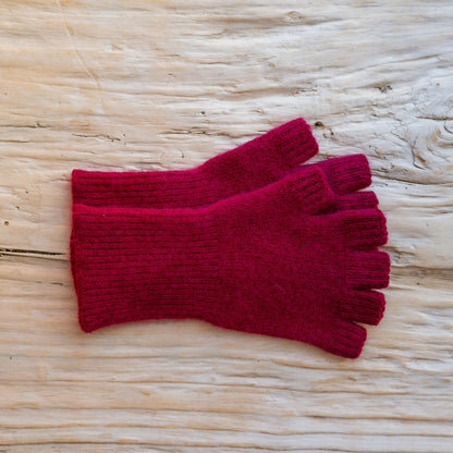 Penelope Durston Angora and Lambswool Fingerless Gloves Raspberry | Penelope Durston | Miss Arthur | Home Goods | Tasmania