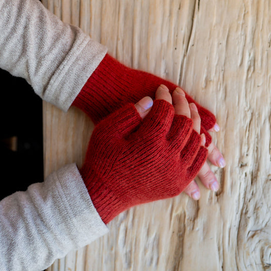 Penelope Durston Short Angora and Lambswool Fingerless Gloves Rust | Penelope Durston | Miss Arthur | Home Goods | Tasmania