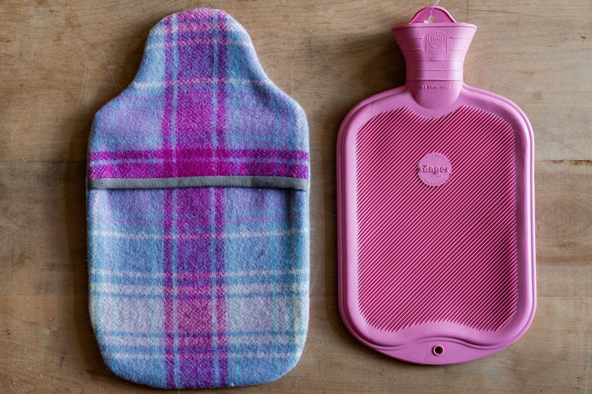 Vintage Wool Blanket Hot Water Bottle Cover Blue Pink Tartan | Miss Arthur | Miss Arthur | Home Goods | Tasmania
