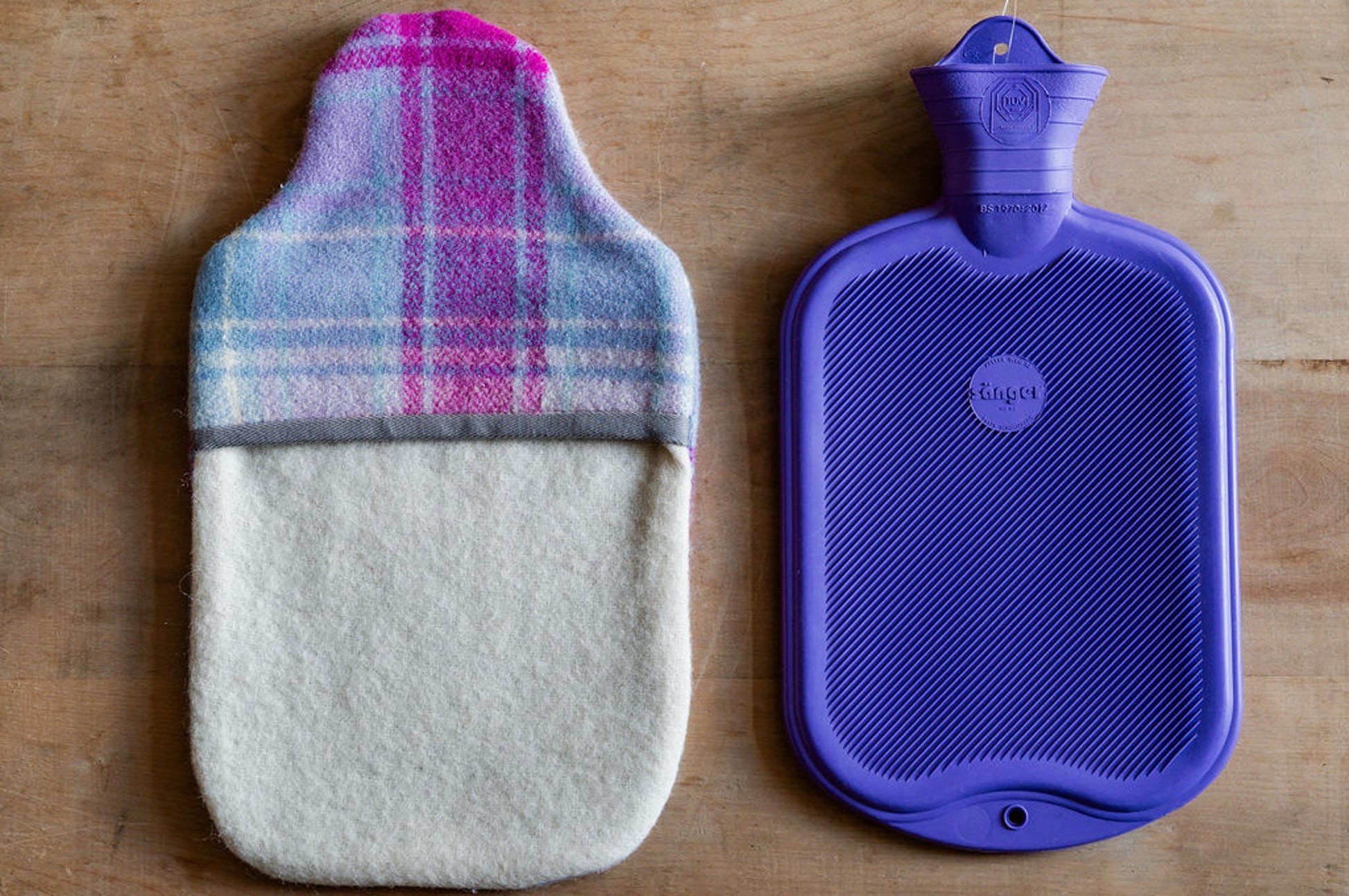 Vintage Wool Blanket Hot Water Bottle Cover Blue Pink Tartan | Miss Arthur | Miss Arthur | Home Goods | Tasmania
