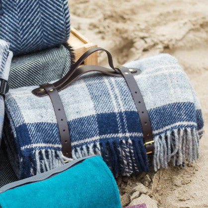 Tweedmill Textiles Polo Wool Picnic Rug Navy Bannockbane