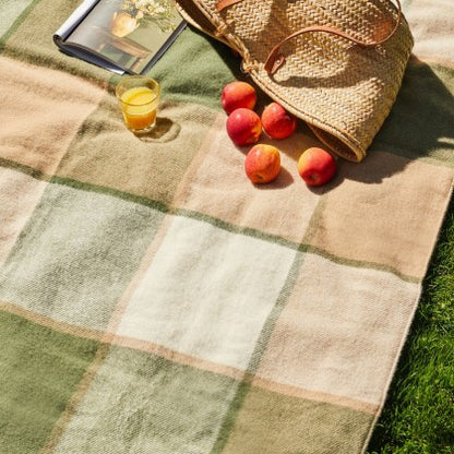 Tweedmill Textiles Polo Wool Picnic Rug Block Check Olive | Tweedmill Textiles | Miss Arthur | Home Goods | Tasmania