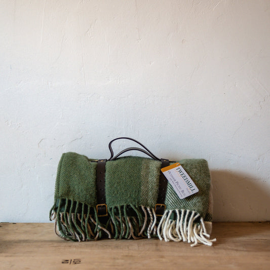 Tweedmill Textiles Polo Wool Picnic Rug Block Check Olive | Tweedmill Textiles | Miss Arthur | Home Goods | Tasmania