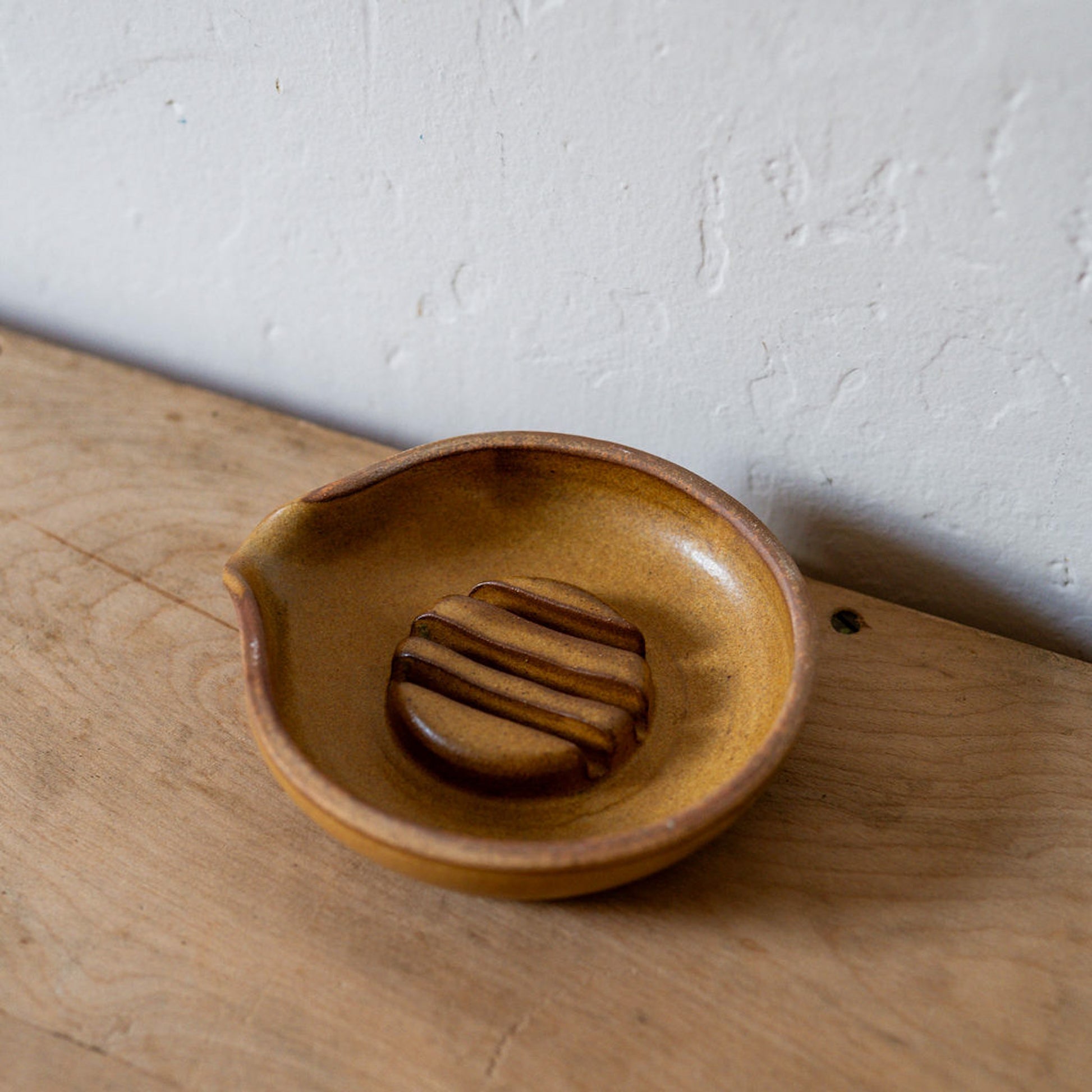 Pottery Soap Dish with Spout Honey | Artisanal Goods | Miss Arthur | Home Goods | Tasmania