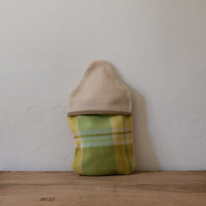 Vintage Wool Blanket Hot Water Bottle Cover Lime Tartan | Miss Arthur | Miss Arthur | Home Goods | Tasmania
