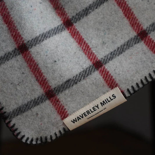 Waverley Mills Recycled Wool Grid Pet Blanket Red | Waverley Mills | Miss Arthur | Home Goods | Tasmania