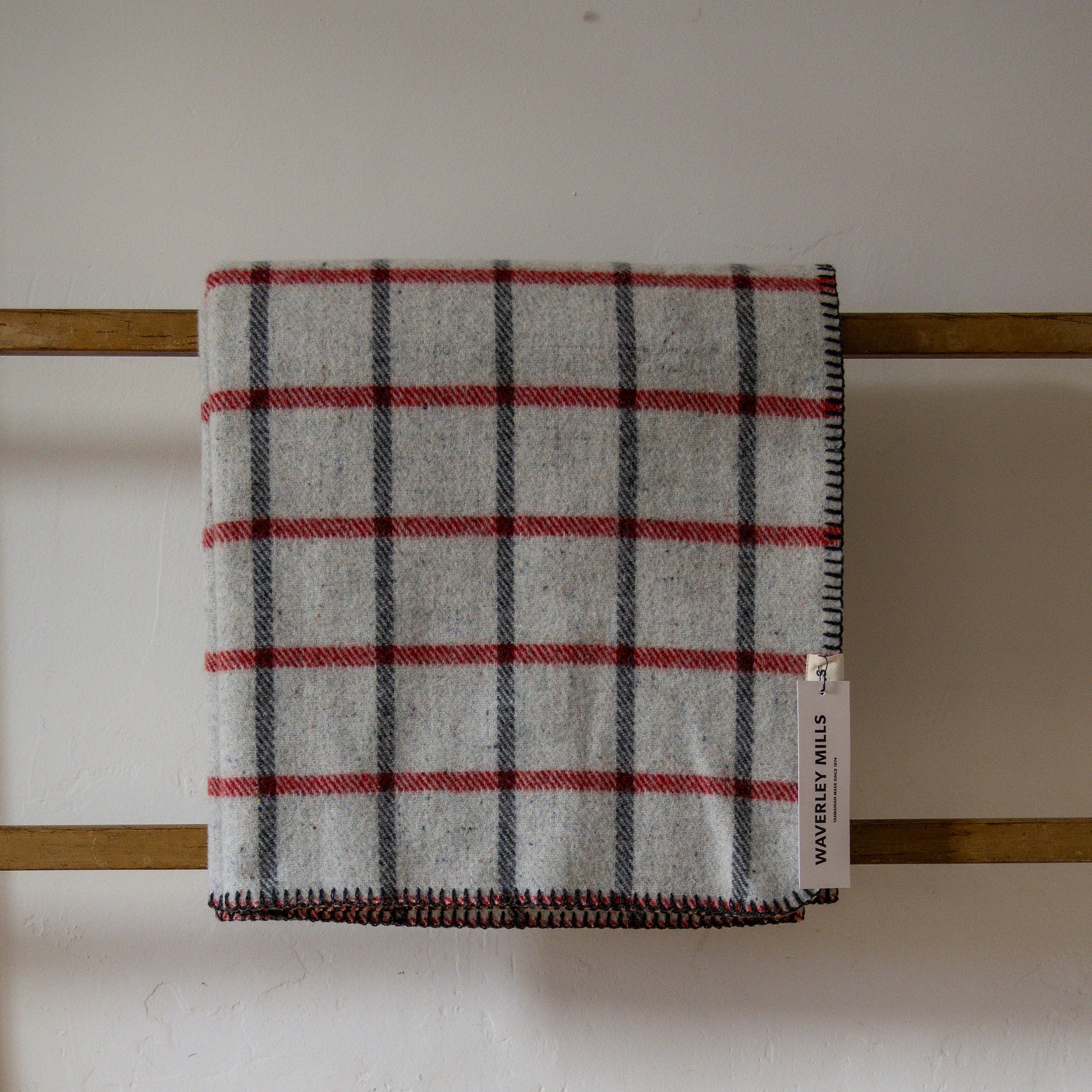 Waverley Mills Recycled Wool Grid Pet Blanket Red | Waverley Mills | Miss Arthur | Home Goods | Tasmania