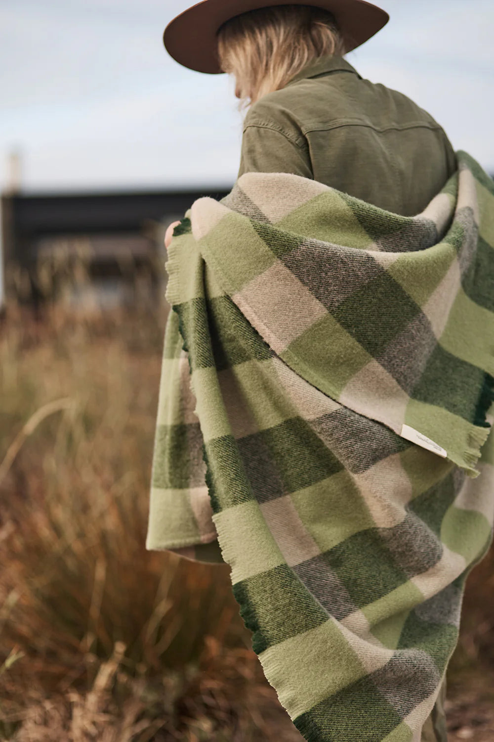 Waverley Mills Traditional Check Travel Rug Throw Acacia Green | Waverley Mills | Miss Arthur | Home Goods | Tasmania