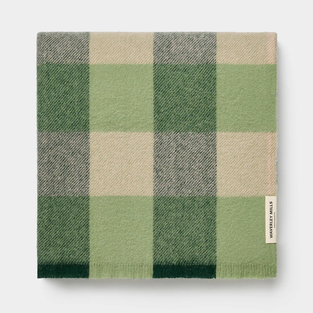 Waverley Mills Traditional Check Travel Rug Throw Acacia Green | Waverley Mills | Miss Arthur | Home Goods | Tasmania