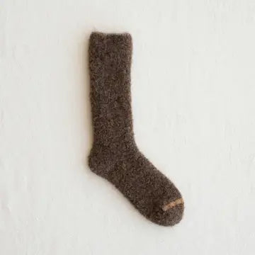 Yahae Alpaca Loop Slipper Socks Dark Brown Large