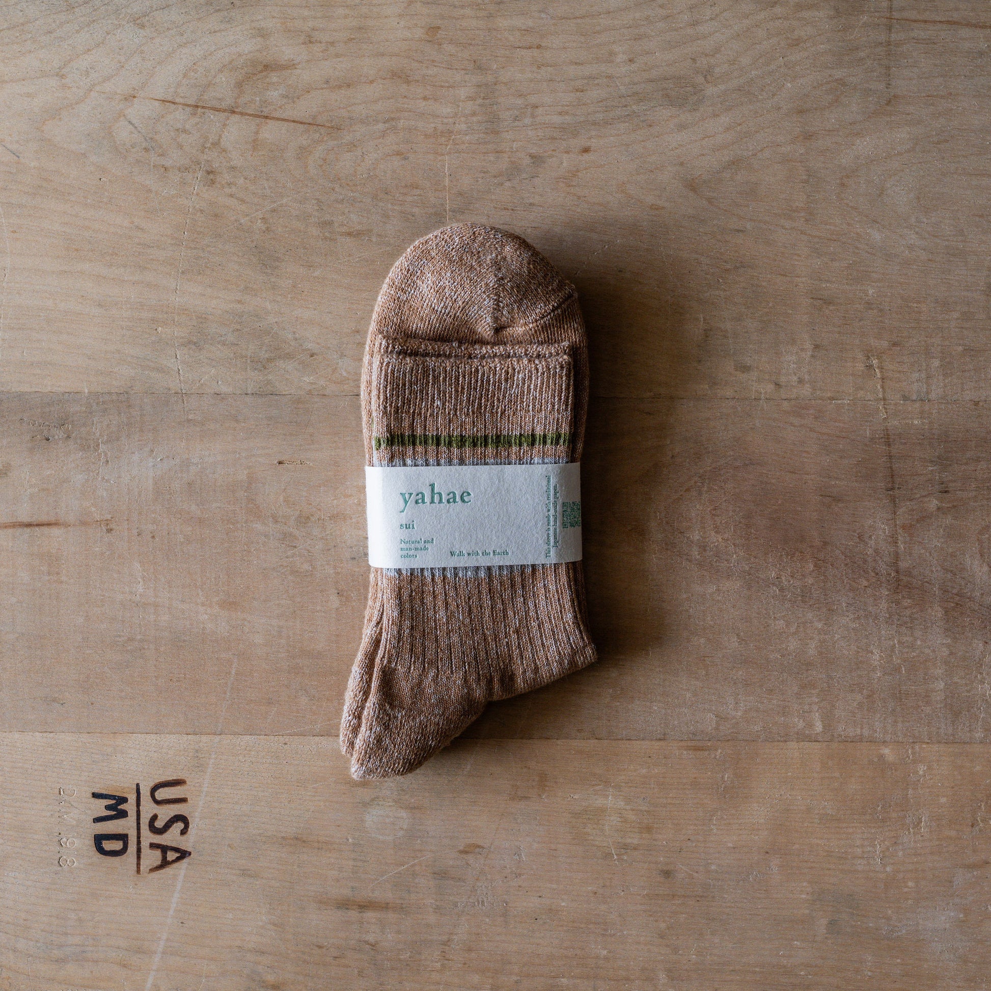 Yahae Organic Cotton Linen Pile Sole Line Socks Green Small | Yahae | Miss Arthur | Home Goods | Tasmania