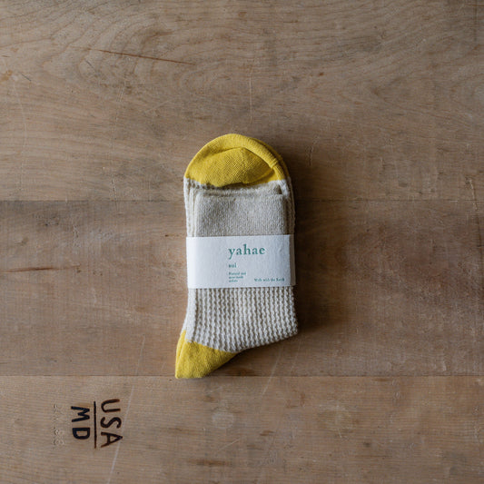 Yahae Organic Cotton Waffle Pattern Ankle Socks Green Large | Yahae | Miss Arthur | Home Goods | Tasmania