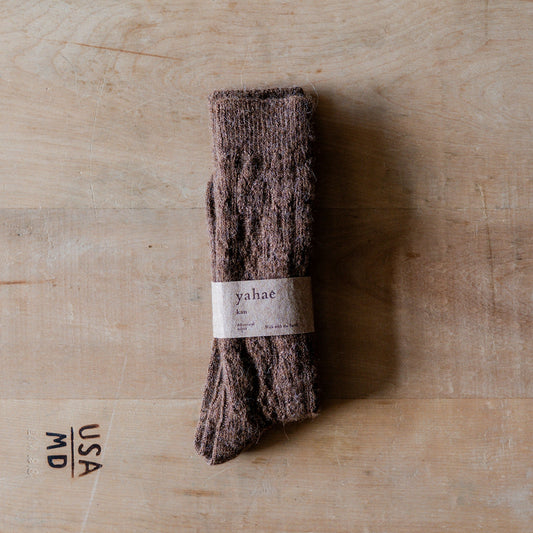 Yahae Alpaca Cable Socks Brown Small | Yahae | Miss Arthur | Home Goods | Tasmania