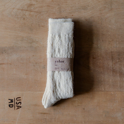 Yahae Alpaca Cable Socks Natural Small | Yahae | Miss Arthur | Home Goods | Tasmania
