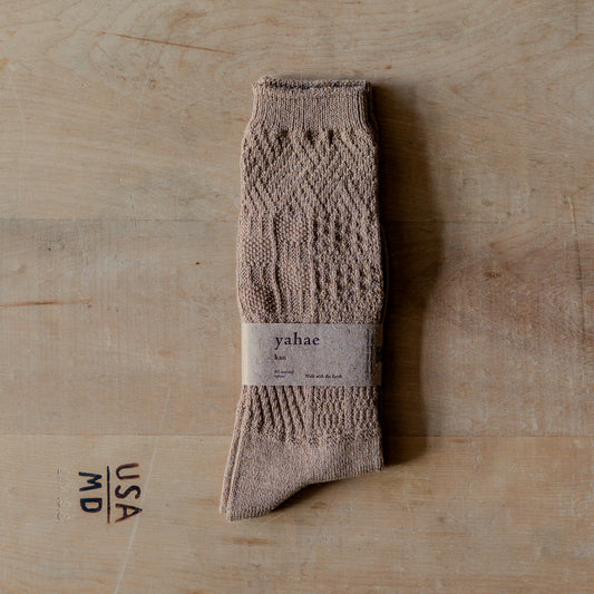 Yahae Organic Cotton Yak Knit Pattern Socks Brown Medium | Yahae | Miss Arthur | Home Goods | Tasmania