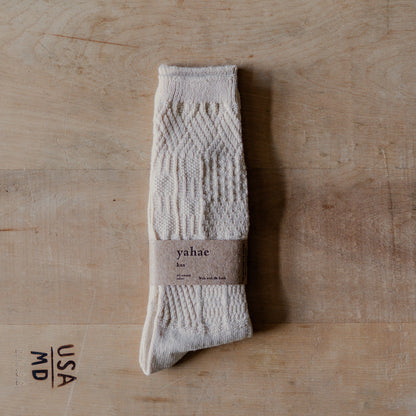 Yahae Organic Cotton Yak Knit Pattern Socks White Medium | Yahae | Miss Arthur | Home Goods | Tasmania