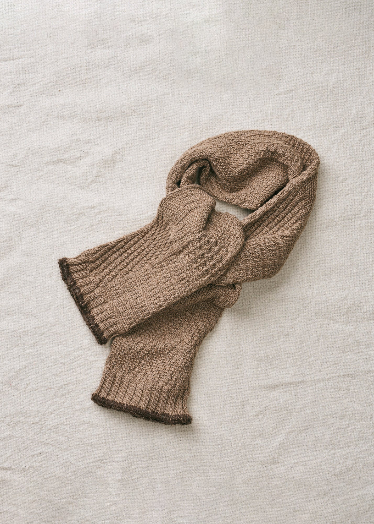 Yahae Organic Cotton Yak Knit Pattern Stole Brown
