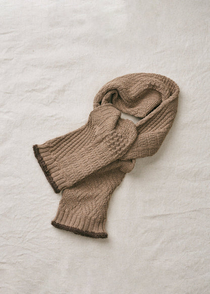 Yahae Organic Cotton Yak Knit Pattern Stole Brown