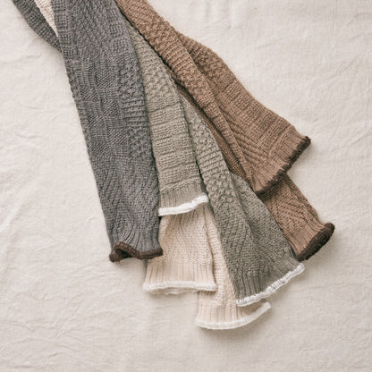 Yahae Organic Cotton Yak Knit Pattern Stole Brown