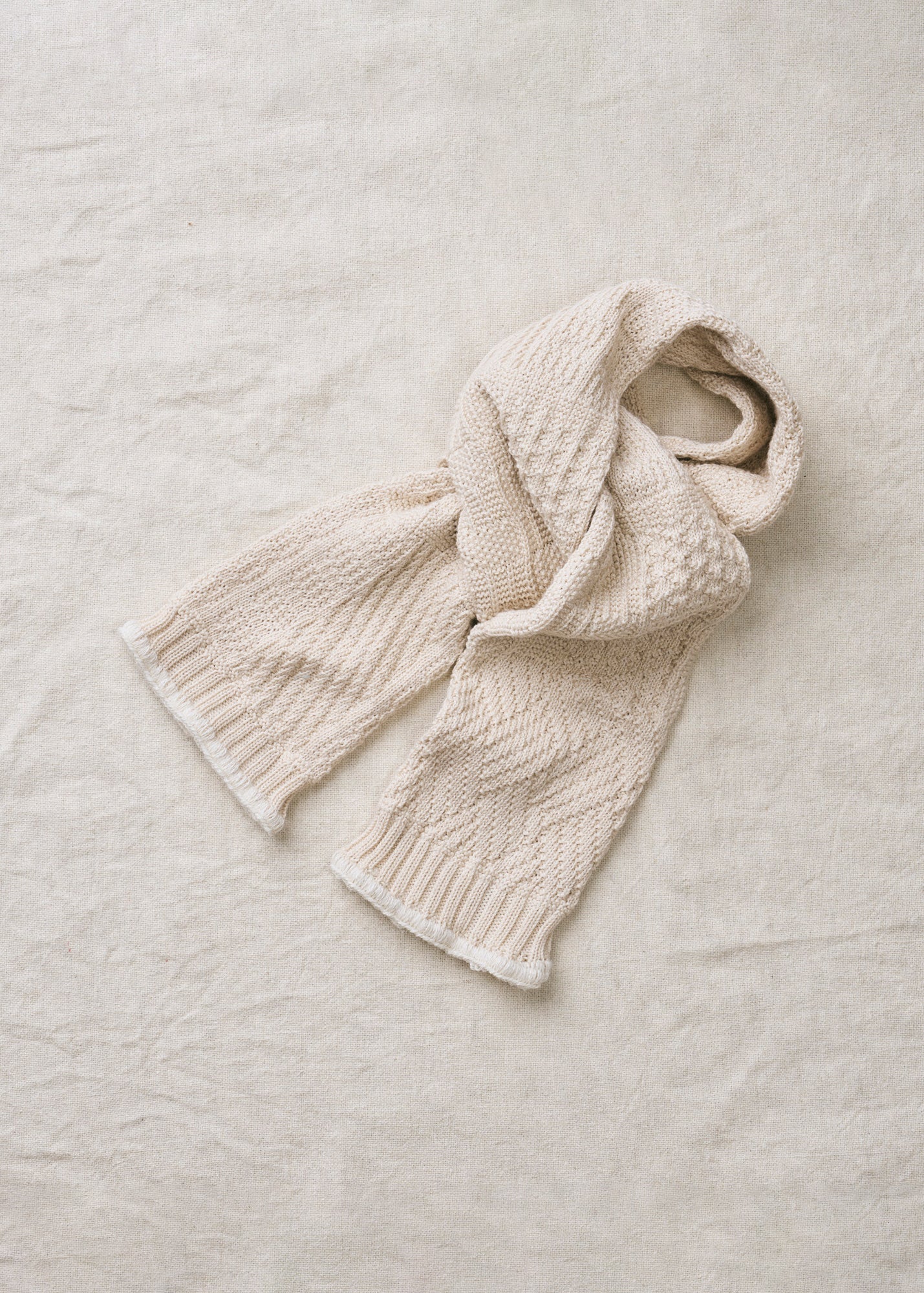 Yahae Organic Cotton Yak Knit Pattern Stole White