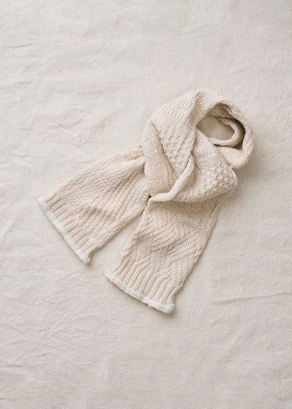 Yahae Organic Cotton Yak Knit Pattern Stole White