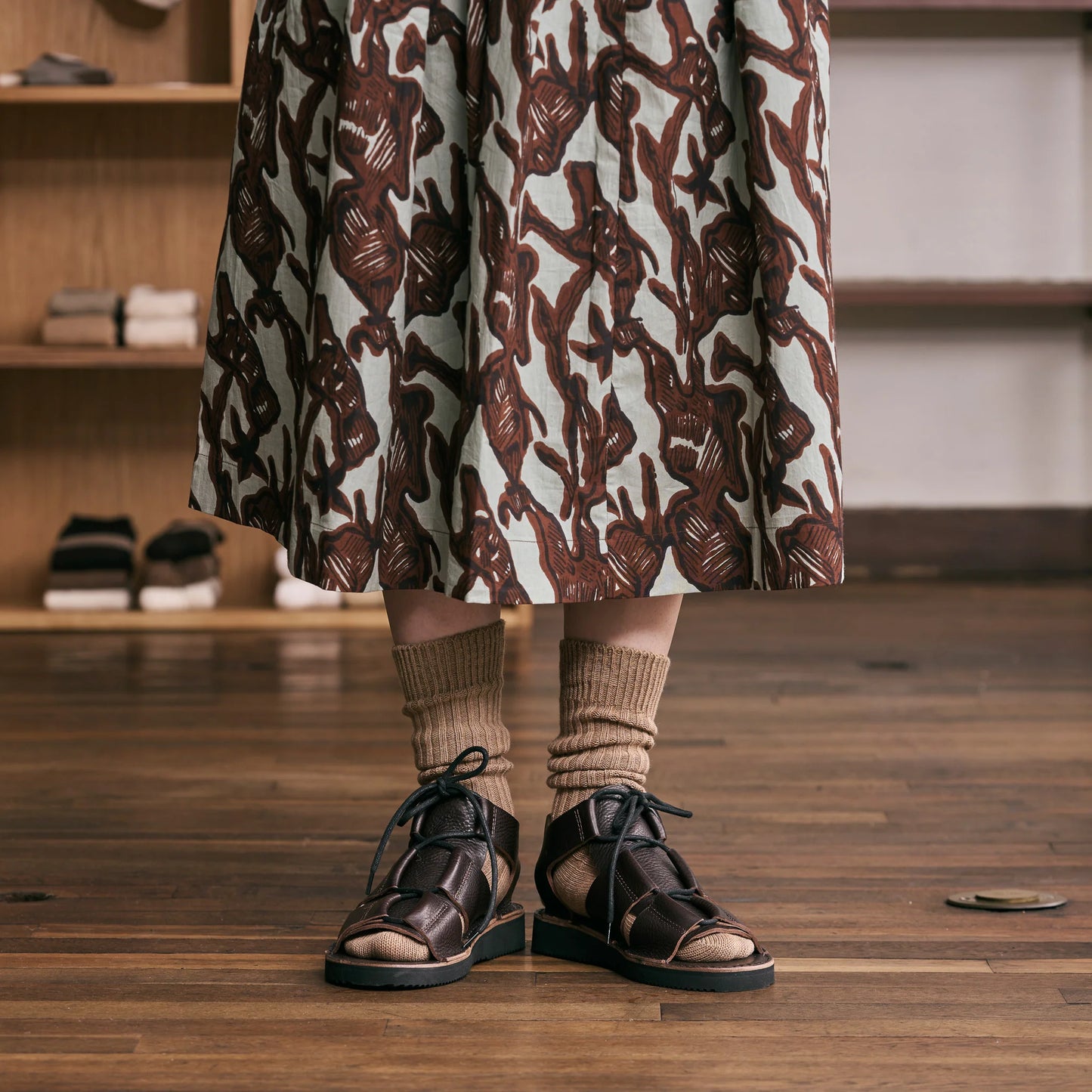 Yahae Organic Cotton Yak Ribbed Sock Brown Medium | Yahae | Miss Arthur | Home Goods | Tasmania