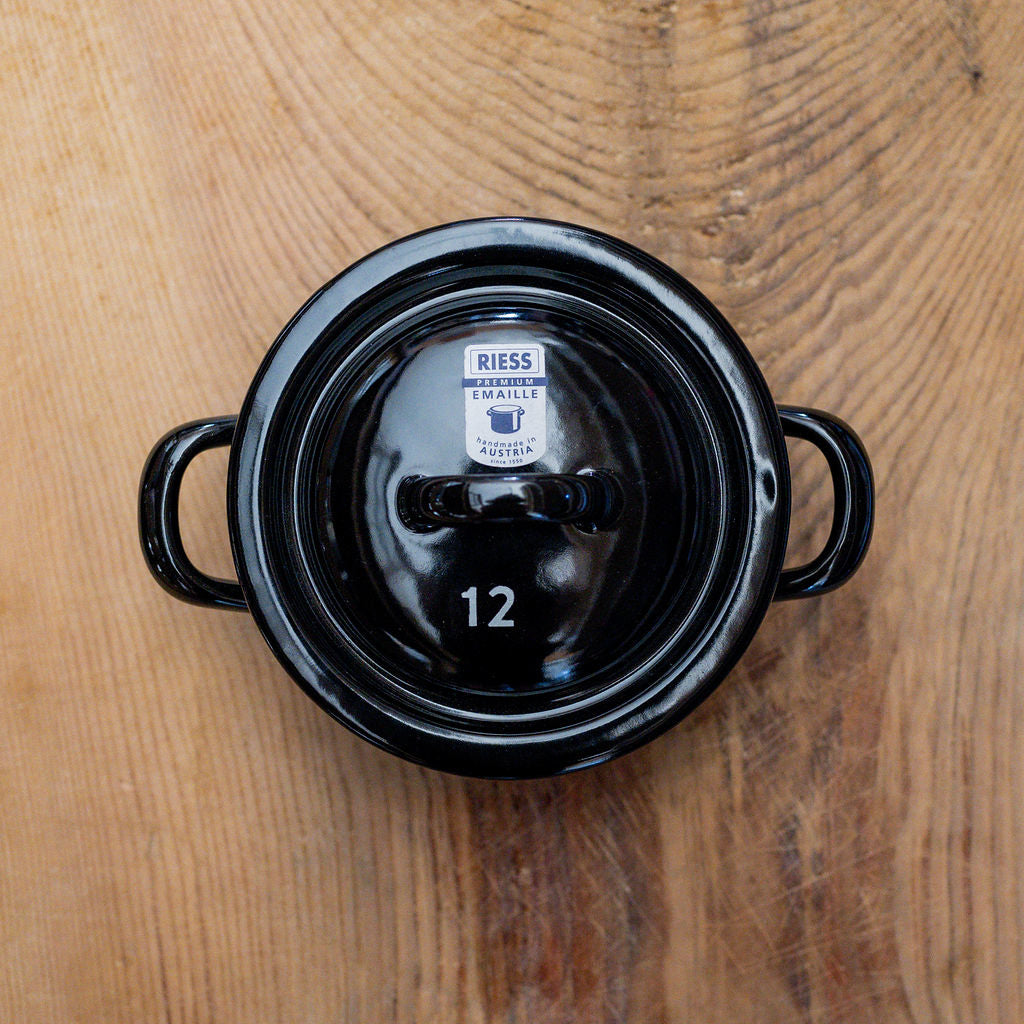 Riess Enamel Classic Casserole with Cover Black 0.5 Litre | Riess | Miss Arthur | Home Goods | Tasmania