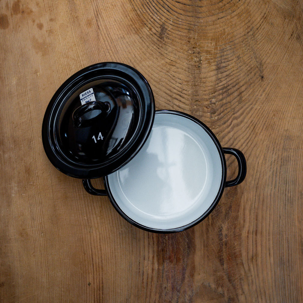 Riess Enamel Classic Casserole with Cover Black 0.75 Litre | Riess | Miss Arthur | Home Goods | Tasmania