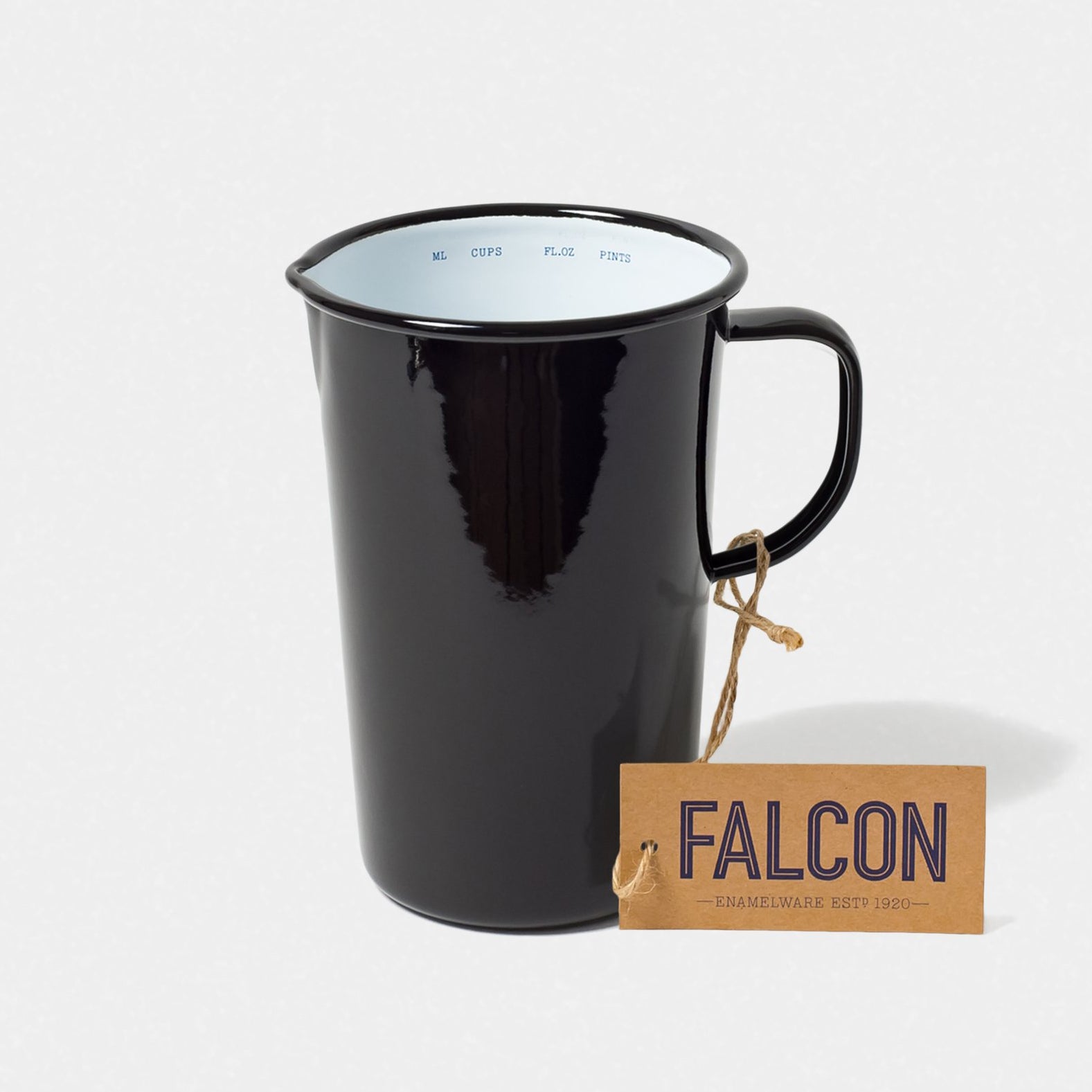 Falcon Enamelware Enamel 2 Pint Jug Coal Black | Falcon Enamelware | Miss Arthur | Home Goods | Tasmania