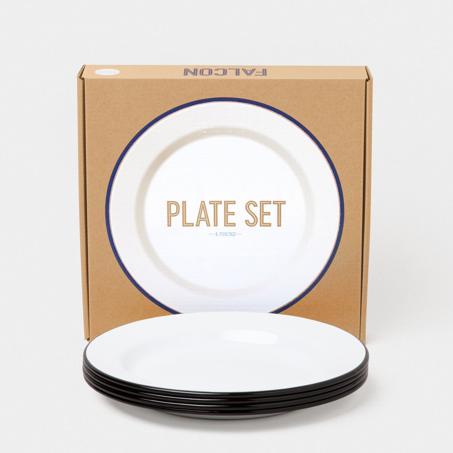 Falcon Enamelware Enamel Plates White with Coal Black Rim Set of 4 | Falcon Enamelware | Miss Arthur | Home Goods | Tasmania
