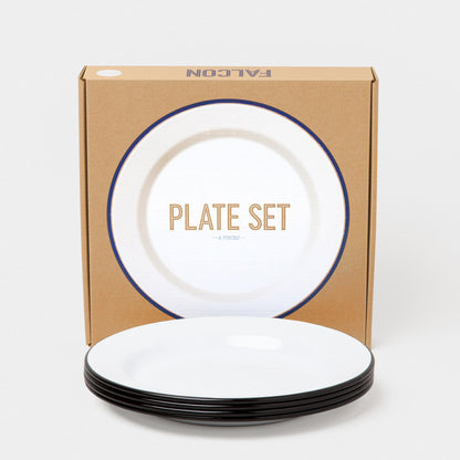 Falcon Enamelware Enamel Plates White with Coal Black Rim Set of 4 | Falcon Enamelware | Miss Arthur | Home Goods | Tasmania